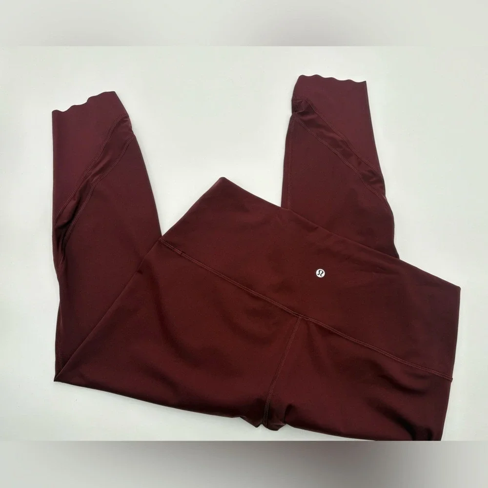 Lululemon Wunder Under Scallop Leggings Red Merlot Size 16 23